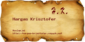Hargas Krisztofer névjegykártya